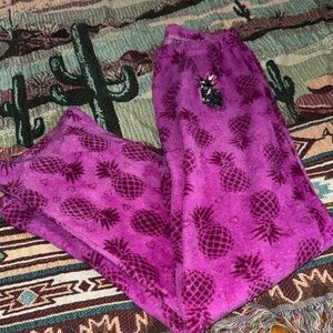 Purple Pineapple Print Pajama Pants